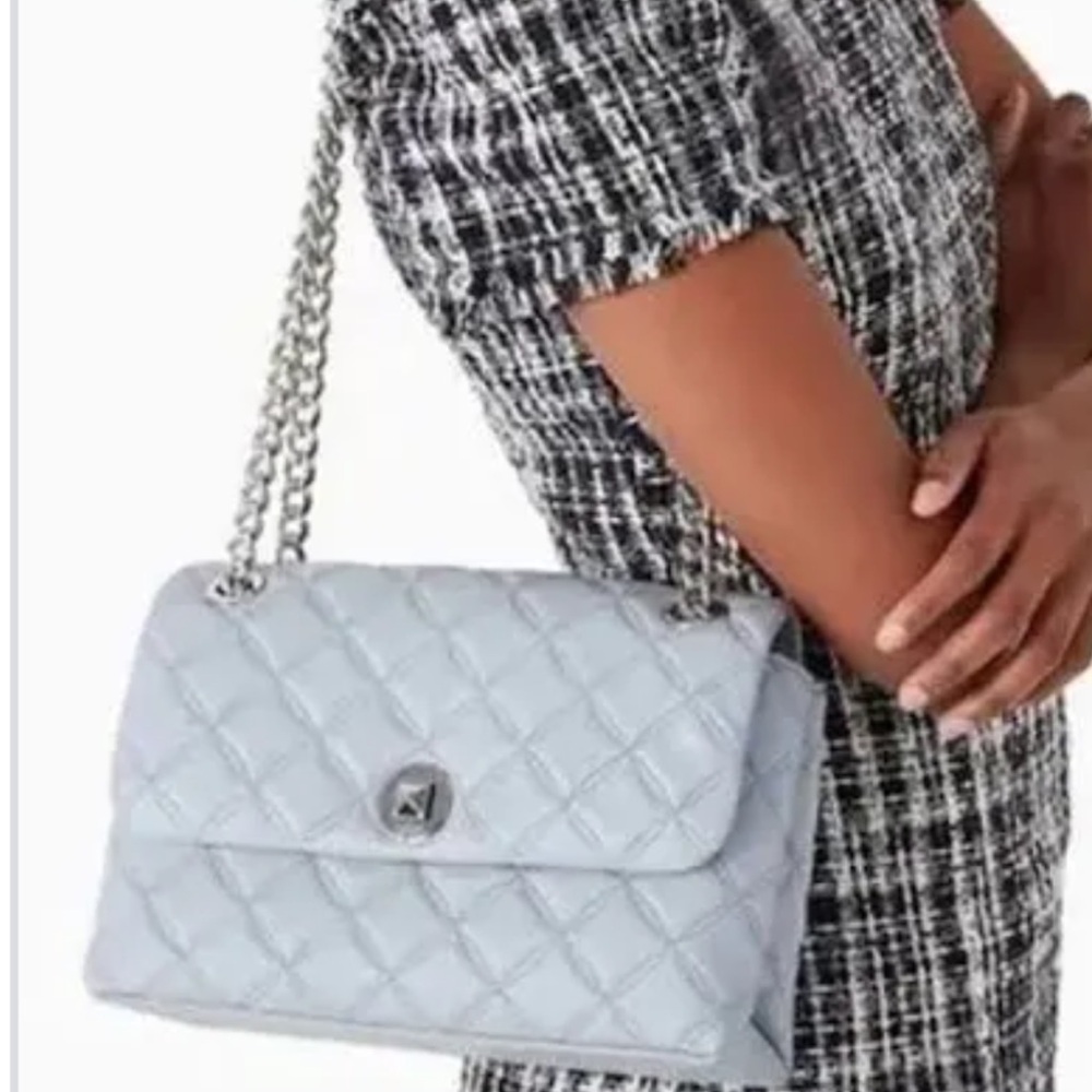kate spade Quilted Leather Medium Chain Shoulder Bag in Brushed Steel and Wallet